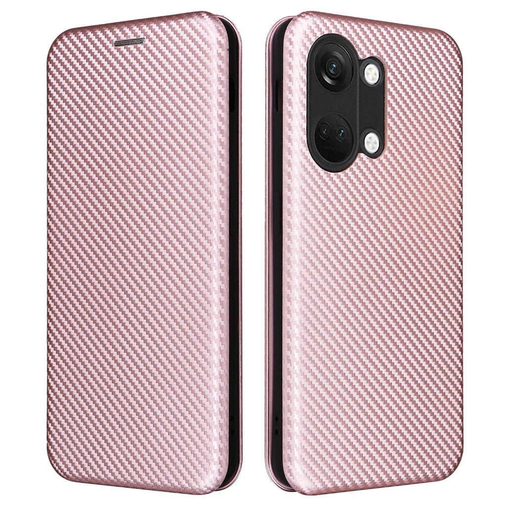 For OnePlus Nord 3 5G/Ace 2V Carbon Fiber Texture Leather Stand Phone Case Card Holder Phone Cover