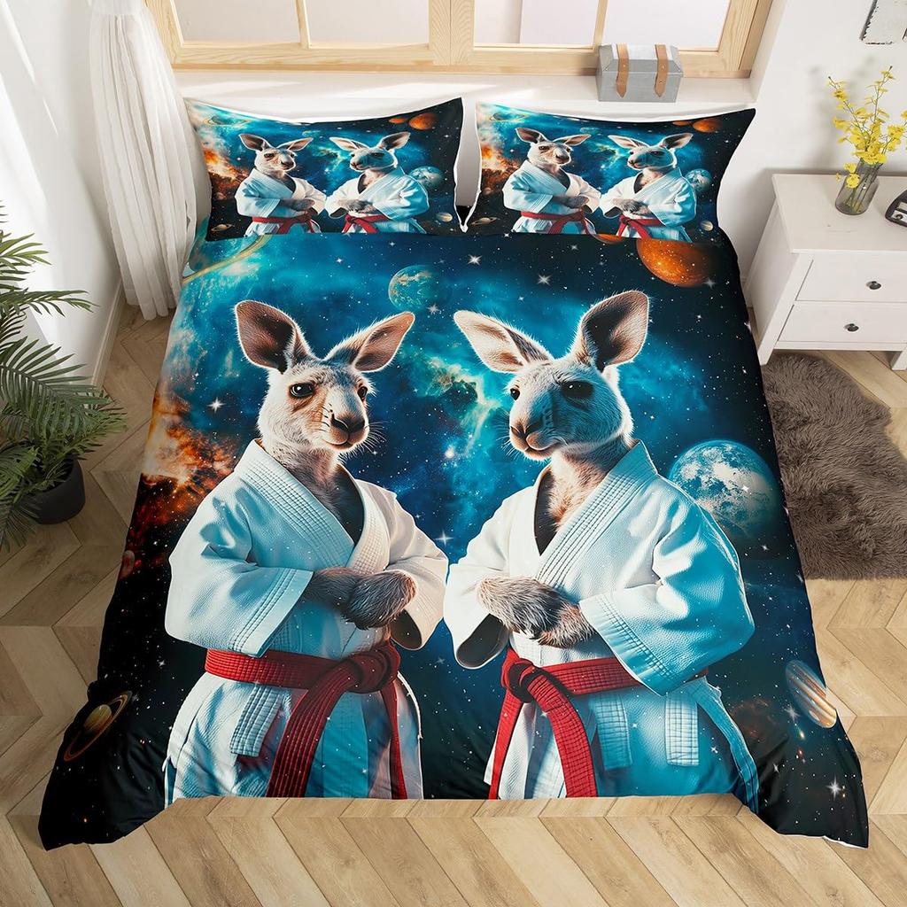 Kangaroo Sada povlečení na přikrývku pro děti Chlapci Dívky Povlaky na přikrývku Queen Lehký Péřový Pokojová dekorace 2 Povlaky na polštáře 1 Povlak na přikrývku Bez přikrývky