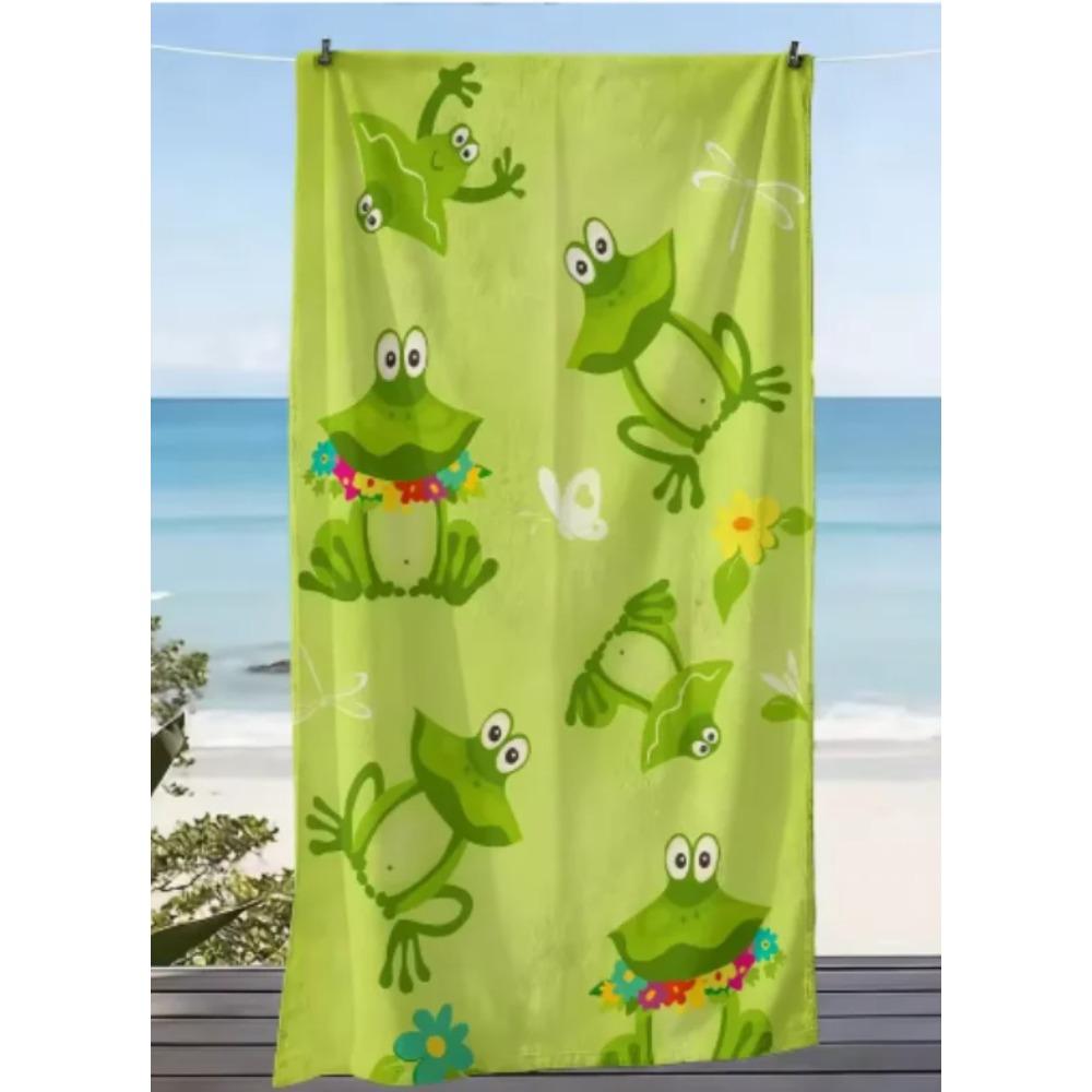 Textilien Microfiber Large Beach Towel, Sand Free Quick Dry, Cute Frog Cartoon Print, Soft Absorbent Towel For Kids Towels Beach Towel