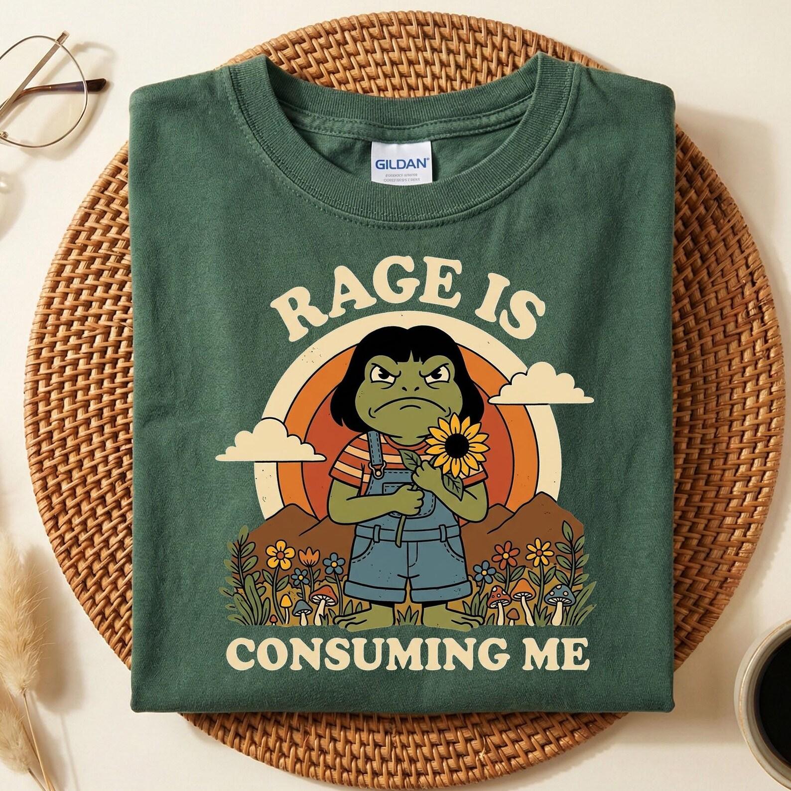 Rage Is Consuming Me Shirt, Funny Frog Tee, Sarcastic Humor Gift, Cottagecore Angry Frog Shirt, Vintage Retro Graphic Tee, Meme Shirt 3XL