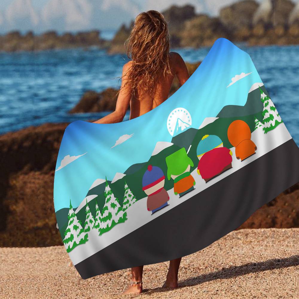 Classic animation S-South Cartoon Park Microfiber Blanket Quick Drying Beach Towels Oversized Printing Super Absorbent Pool