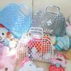 Foldable Plastic Supermarket Tote Basket - Hollow Design for Shopping, Fruits, Toys, and More.