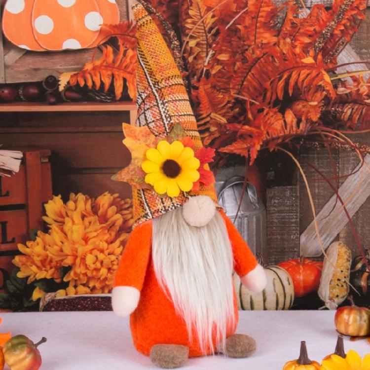 Fall Gnomes Decoration Swedish Gnomes Ornaments with Maple Leaf Thanksgiving