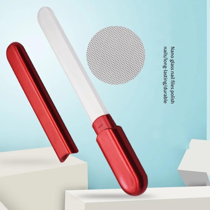 Portable Nail File Glass Buffer Crystal Fingernail Shaper Manicure Tool Double Sided Durable Polishing Strip Ergonomic Handle