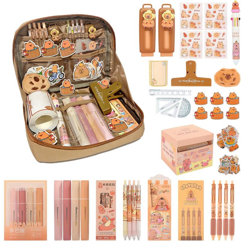 Capybara Pencil Case Large Capacity Multi-Layer Cute Stationery Bag for School Girls Kids Pen Pouch Organizer