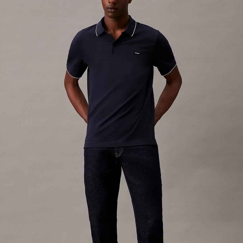 Calvin Klein Slim Fit Casual Comfortable Ribbed Knit Polo Shirt Men Tops Navy-Blue K10K112751-CHW