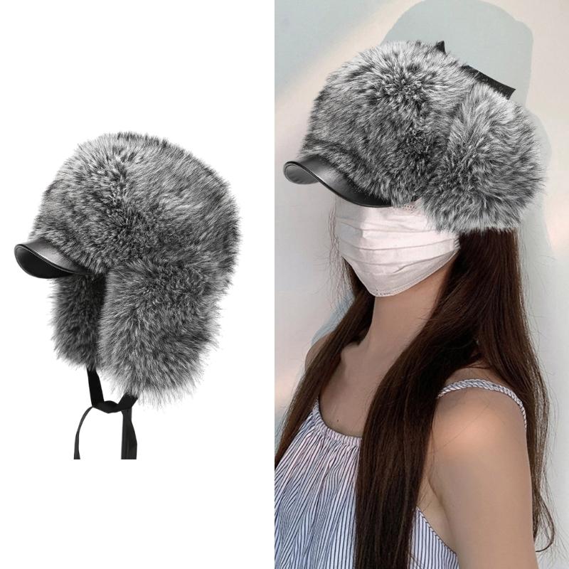 Furry Plush Ushanka Caps for Teens And Women Windproof Thick Trapper Hat Warm Pullover Hat Outdoor Winter Activity Hat