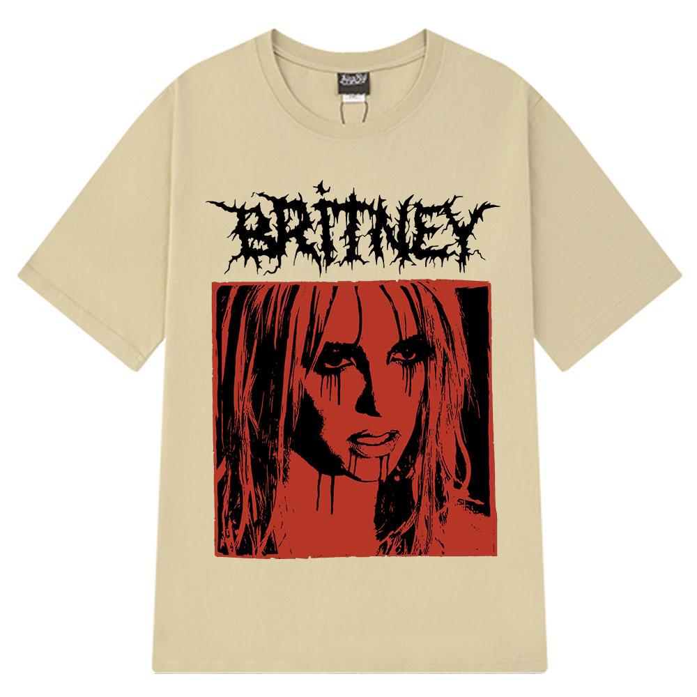 Britney Spears Metal Rock Graphic Vintage T-shirt Men Women Fashion Hip Hop T Shirts Short Sleeve Pure Cotton T Shirt