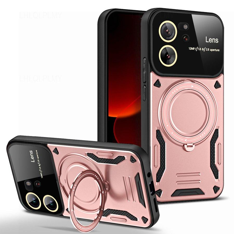 Rotating Folding Bracket Large View Phone Lens Protection Cover For Samsung Galaxy S20 S21 FE S23 Plus S24 S22 Ultra Xiaomi Redmi Note Poco Armor Case