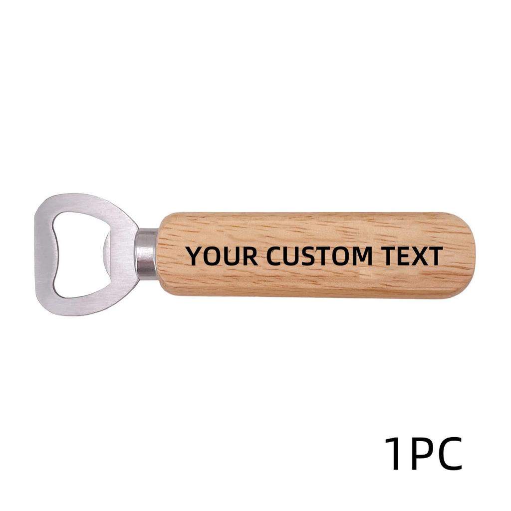 Customized Personalized Wooden Bottle Opener Wooden Handle Metal Beer Juice Can Opener Bar Banquet Wedding Commemorative Gift 6