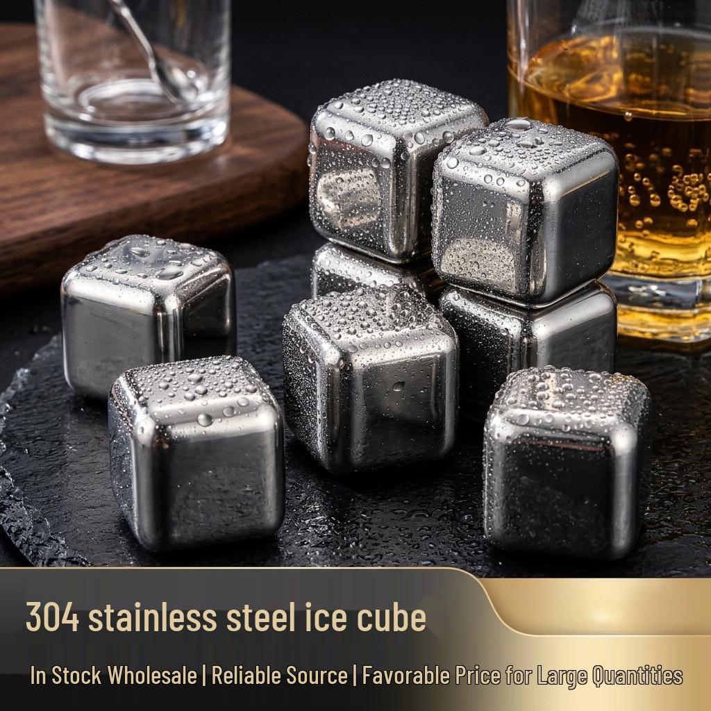 Stainless Steel Whiskey Stones Set - Reusable Ice Cubes for Drinks