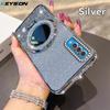 KEYSION Luxury Glitter Jewelled Magnetic Phone Case for Samsung Galaxy A50 A50S A30S Makeup Mirror Stand Shockproof Back Cover