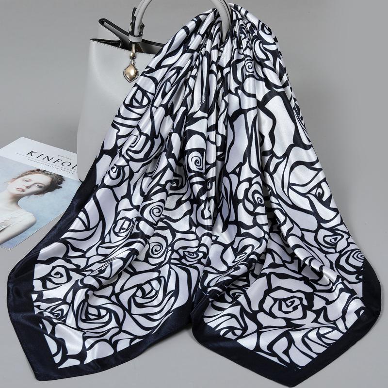 90 Square Scarves, Silk Scarves, Women's New Spring and Summer High-end Sense Versatile, Thin Scarves, Shawls Outside