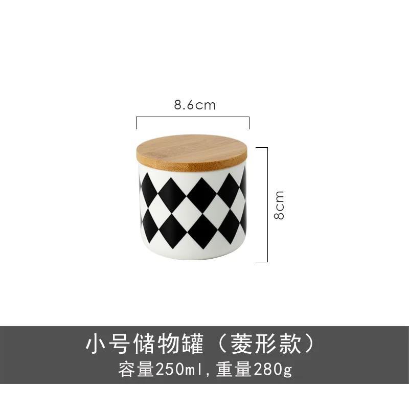 Geometric Ceramic Storage Jar Candy Coffee Tea Round Candle Jar Kitchen Miscellaneous Grains Seasoning Storage Sealed Jar