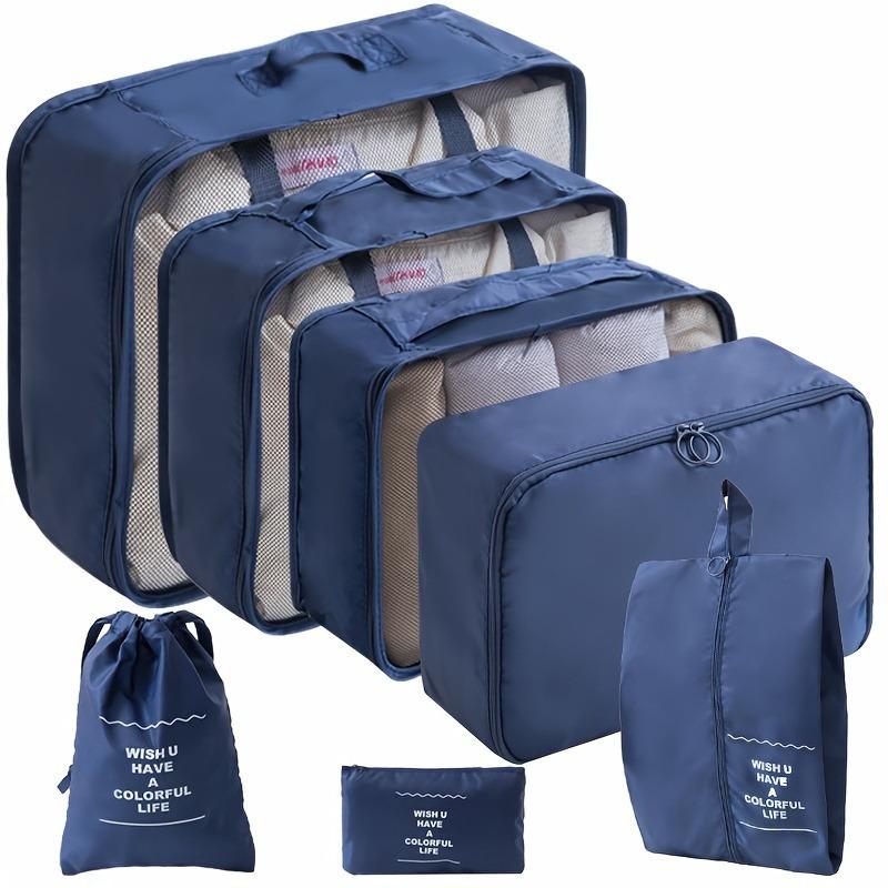 7Pcs Travel Organizer Set Folding Storage Bags Wardrobe Cube Suitcase Packing Luggage for Clothes & Shoes