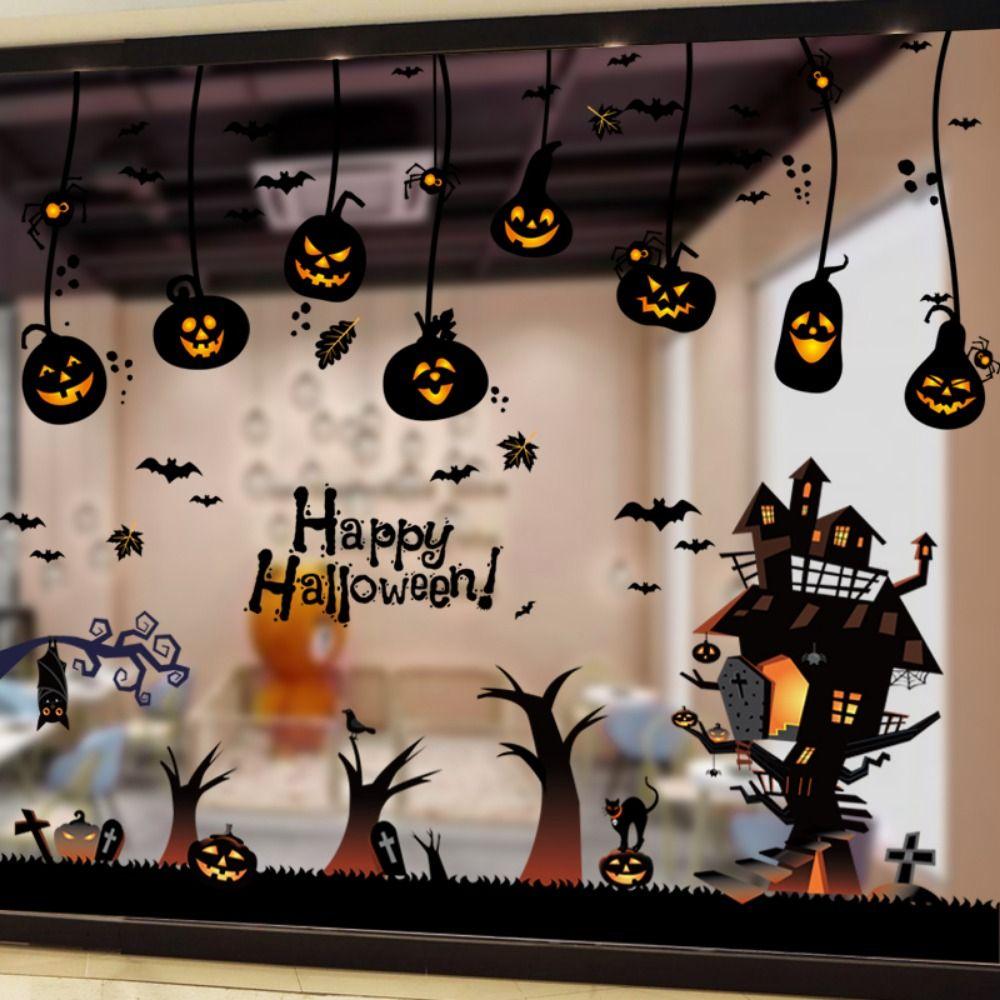 4Pcs/set DIY Halloween Pumpkin Stickers Self-adhesive Halloween Wall Sticker  Halloween