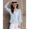 Women's V-Neck Lyocell Blend Hollow-Out Cardigan
