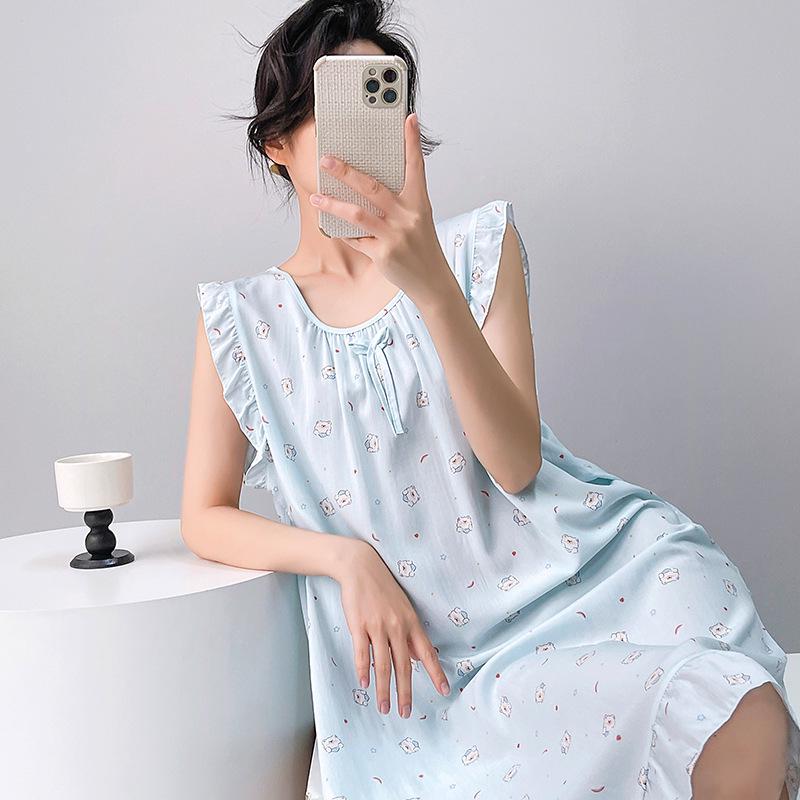 Women's Cotton Silk Camisole Pajama Dress - Summer, Loose Fit, Cute Japanese Style, Sexy and Thin, Perfect for Students
