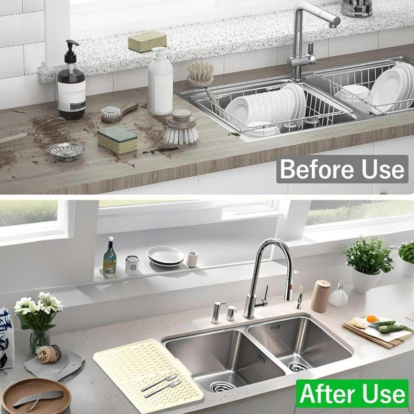 

Коврик для сушки посуды Силиконовый коврик для кухонной столешницы с функцией дренажа белый