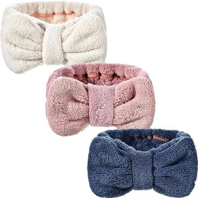 3 Pieces Spa Headband for Women Facial Headband Makeup Headband for Washing Face Terry Cloth Hairband Bow Towel Headbands
