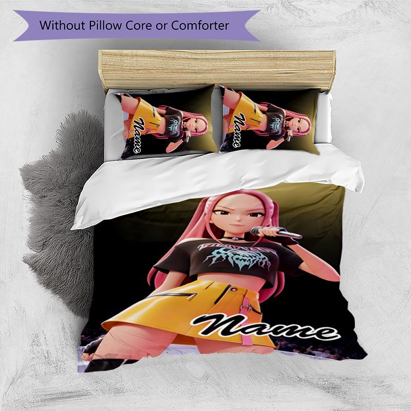 3pcs KPop Demon Hunters21 Cover Set - Personalized Name, HD Printed Bedding with 1 Cover and 2 Pillowcases - Perfect for Home Decor, Easy Care