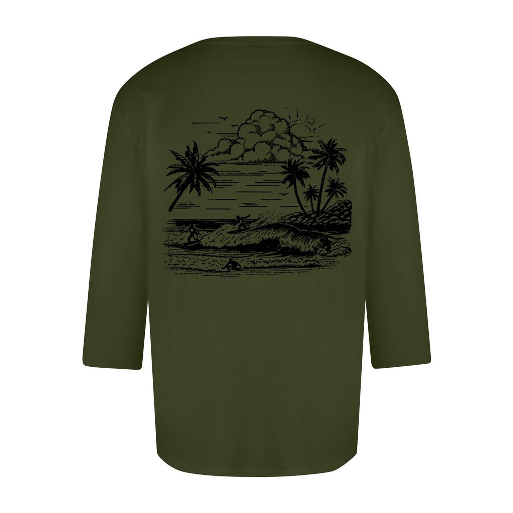 Herren-T-Shirt mit Rundhalsausschnitt, Dreiviertelärmeln, lässiges modisches Oberteil