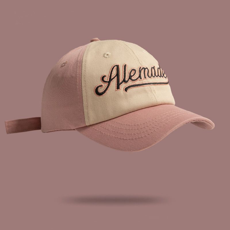 

Pink Color Matching Letters Baseball Cap Female Spring and Summer American Wide Brim Face-Looking Small Peaked Cap Big Head Circumference Hat Tide Pink Adjustable