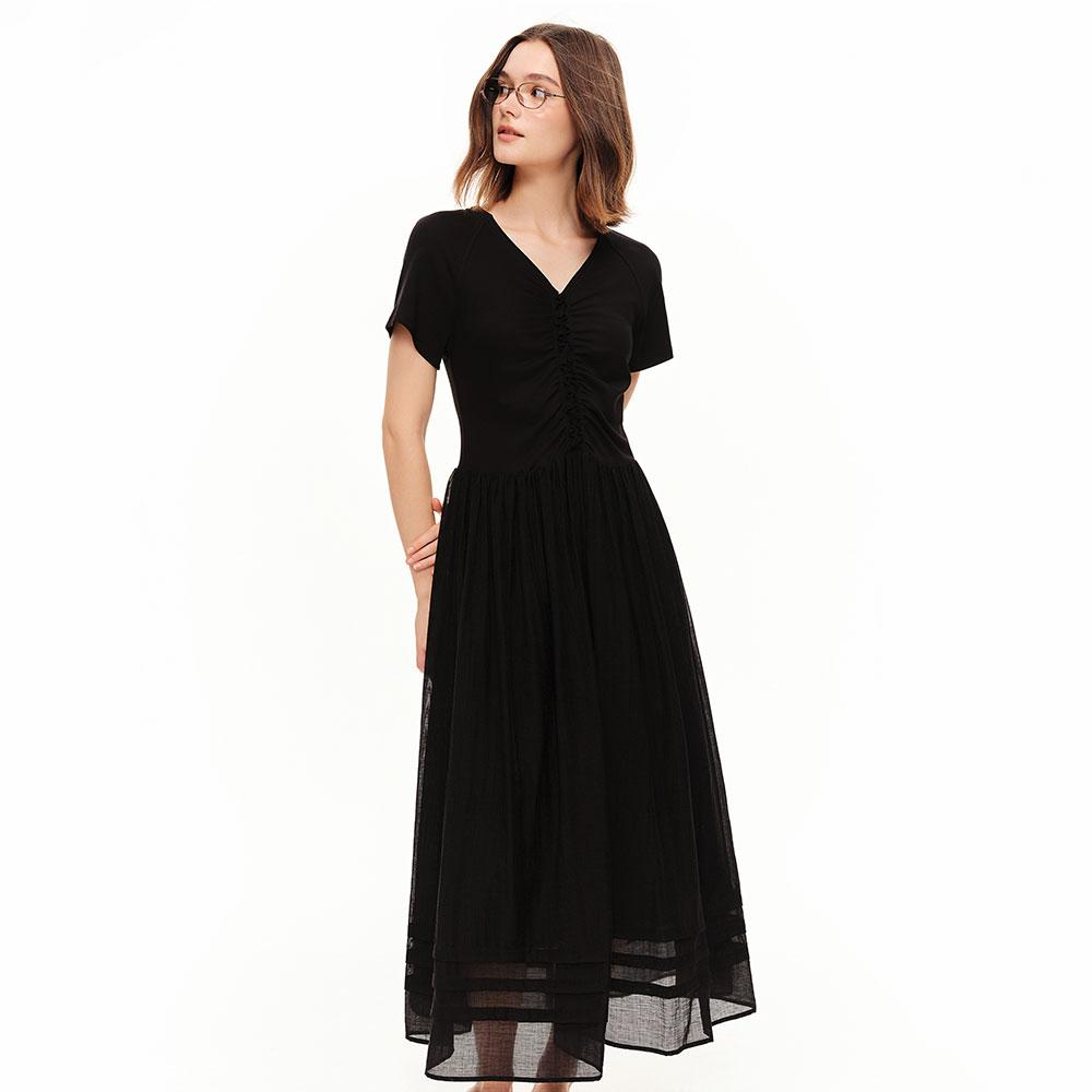 Eiaenlei Ar_Simple V-Neck Short Sleeve Dress