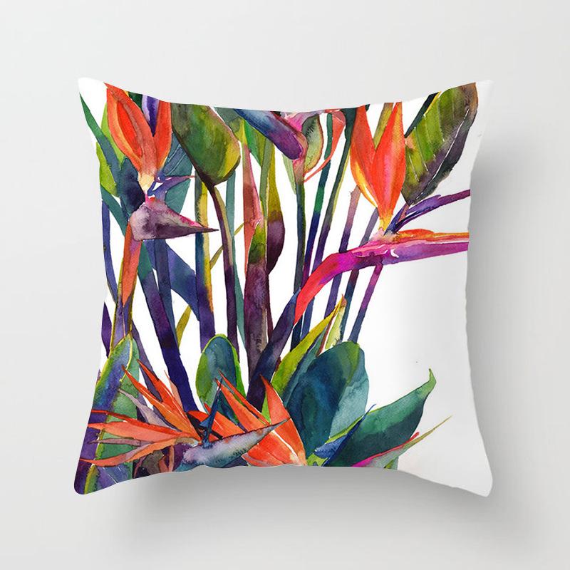New Tropical Plant Fashionable Leaves Rainforest Pillow Case Cushion Cover Peach Leather Velvet Digital