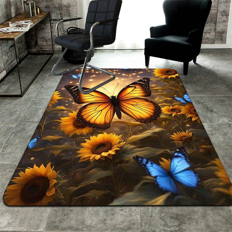 Sunflower and Butterfly Rug Floor Mat for Living Room or Bedroom Soft and Comfortable Carpet a Gift for Birthday and Holiday.MFF0918517