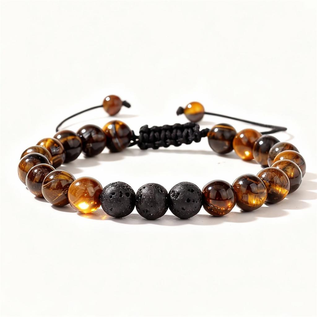 Festive Gifts Lava Rock Tiger Eye And Howlite Beaded Bracelet Set Natural Stone Fashion Jewelry For Men Women Daily Wear Simple Versatile Accessory
