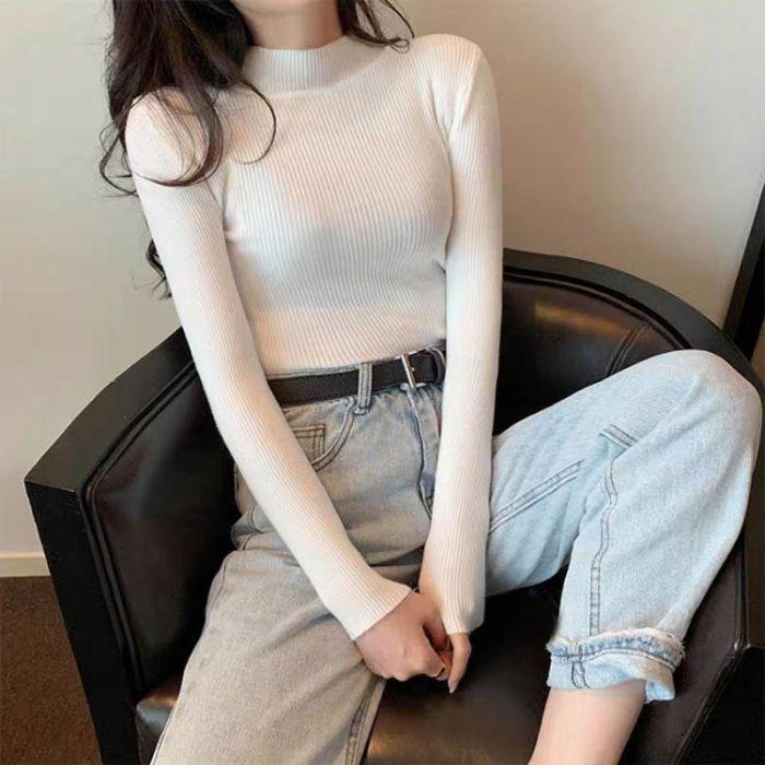 Women's Slim Fit Solid Color Knit Turtleneck Sweater