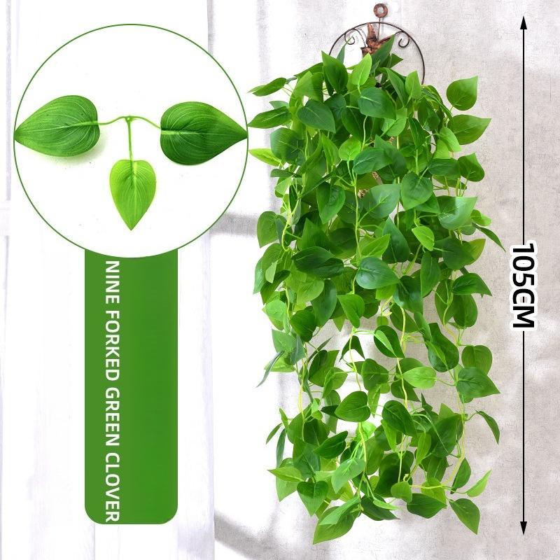 9 Forks  Artificial Vines Plants Plastic Leaf Outdoor Creeper Green Ivy Wall Hanging for Home Garden Wedding Decor New YearDecor