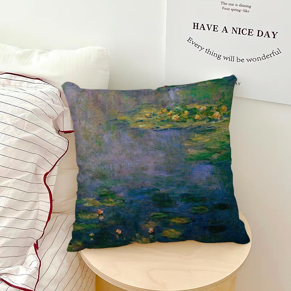 Water Lilies Claude Monet Fine Art Pillow Case Sofa Living Room Bedroom Headboard Backrest Cushion Square Cushion Nap Time
