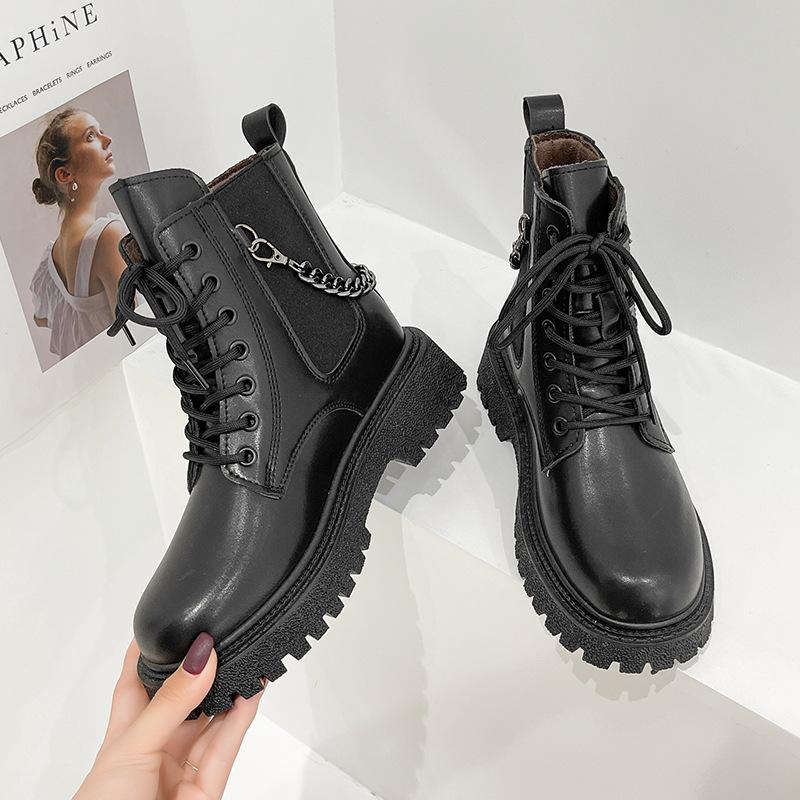 

High-top retro Martin boots for women s 2021 autumn and winter new British style casual versatile skirt showing legs and thin boots for women 35