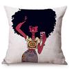 Cute Africa Girl Cushion Cover Fashion Black Woman Swimwear Show Cartoon Sofa Decoration Cotton Linen Chair Pillow Case Cojines