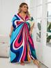 EDOLYNSA Colorful Women House Dress Loose Vacation Party Long Dress Kaftan Lounge Wear Flattering Bathrobe Boho Outfit Homewear Q1546
