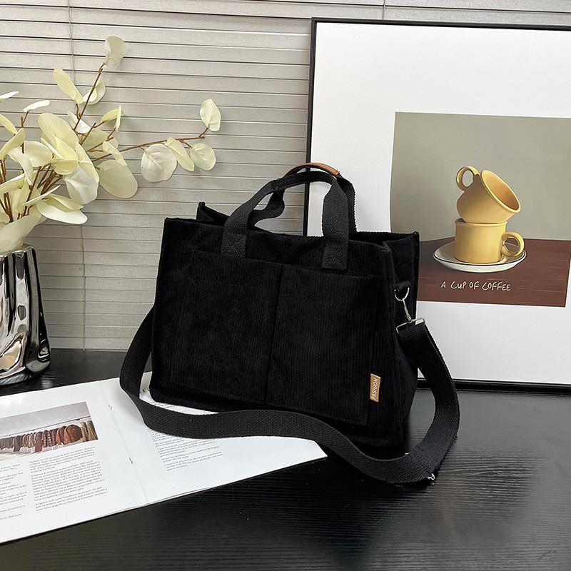 Trendy Japanese Large Capacity Fall New Student Sling Bag Stylish Tote Bag In Black Beige Khaki And Blue