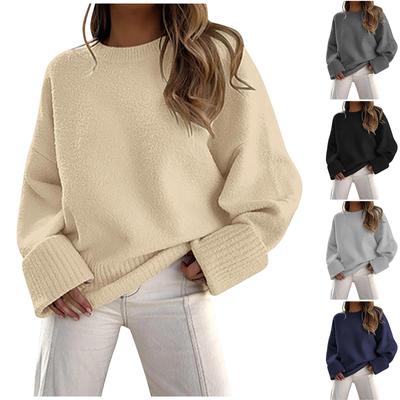 Women's  Oversized Sweater Plush Knit Thick Warm Pullover Sweater Tops Autumn Winter Sweater Plush Tops