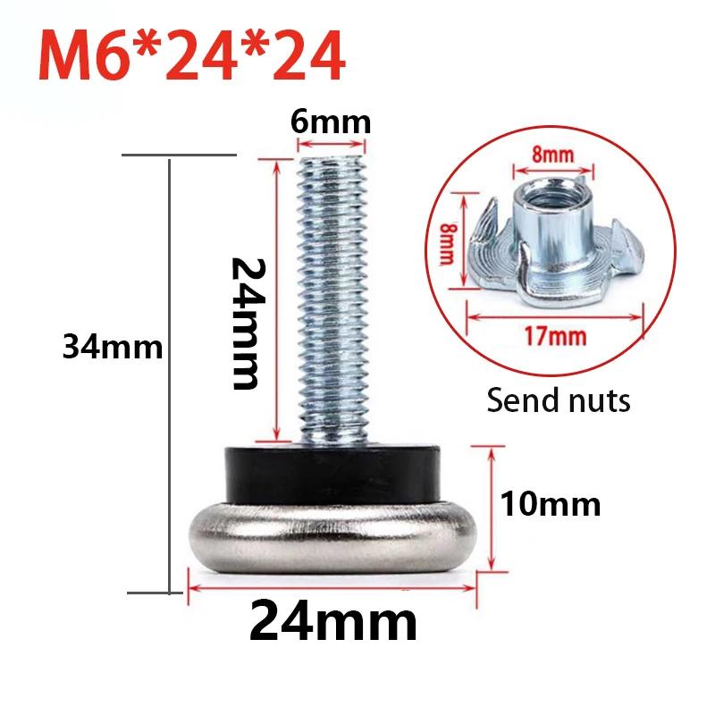 

4-16Pcs M6 M8 Metal Adjustable Feet Pad with Screw Table Chair Balck Leveling Foot Pad Furniture Leg Anti-Shock Protection 4Pcs