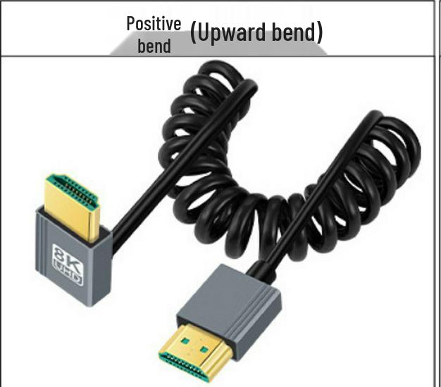 Ultra-Fine HDTV 2.1 Side Elbow Retractable Spring Cable for 8K60Hz/4K120Hz Camcorder and SLR