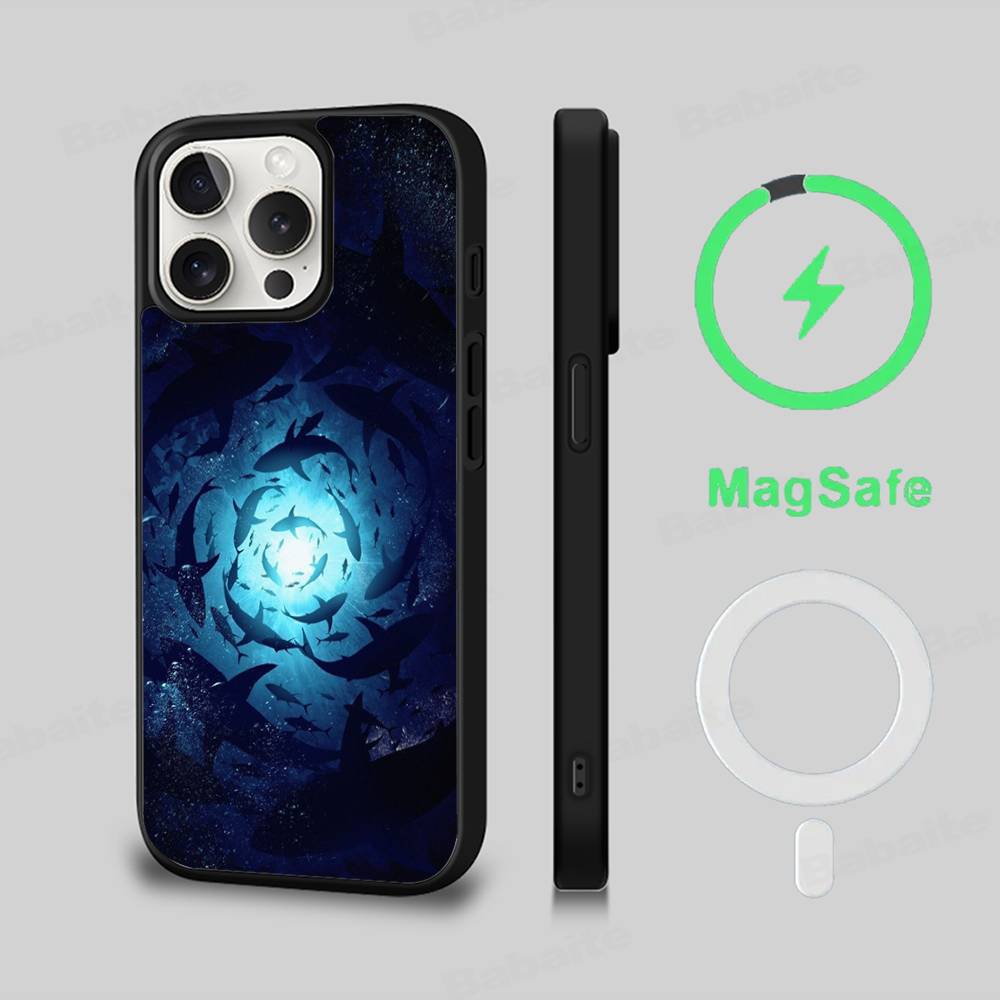 Ocean Whale Shark Swimming Phone Case Magnetic Case For IPhone 16 14 13 12 11 15 Pro Max Plus For Magsafe Wireless Charge Cover