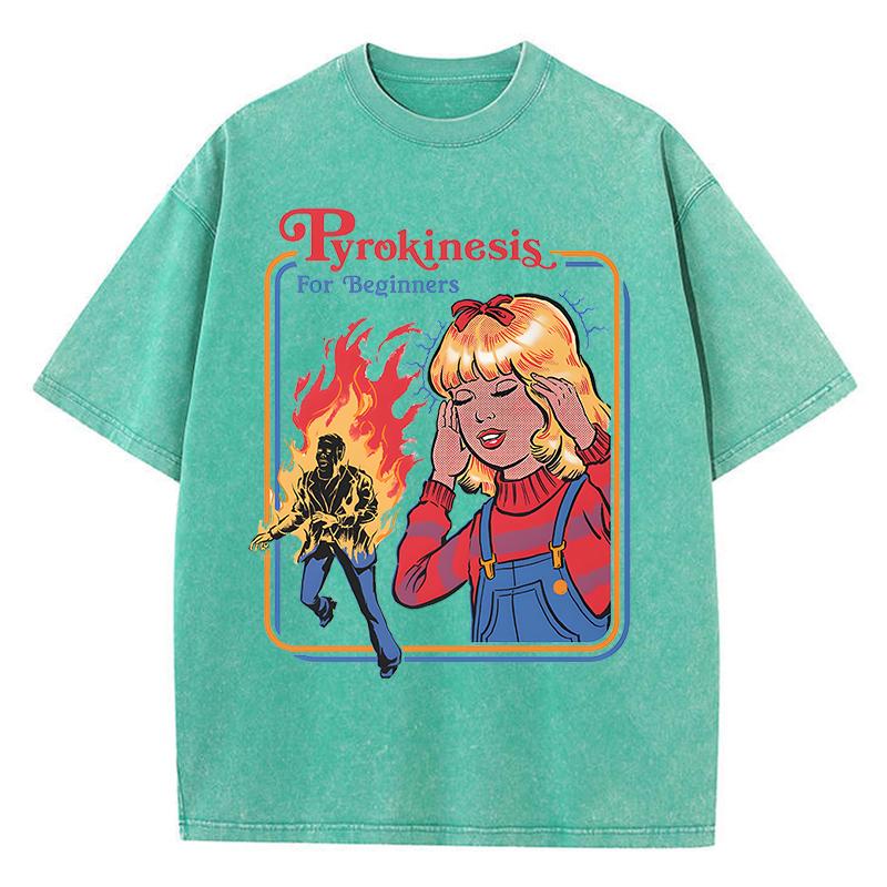 

Пирокинез для начинающих, стираные ретро мужские футболки, модная хлопковая одежда, свободная футболка большого размера 3XL