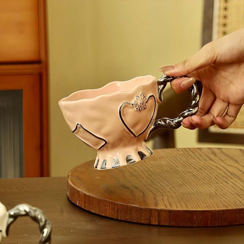 

Wedding Gift Ceramic Mug with Spoon High Value Breakfast Cup for Newlyweds Engagement Present 400ml