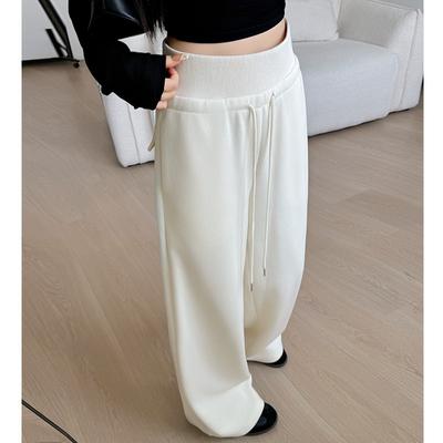 Drawstring Sweatpants Women's Spring and Autumn New High-waisted Drape and Thin Wide-leg Pants Straight Loose Floor Pants Sweatpants