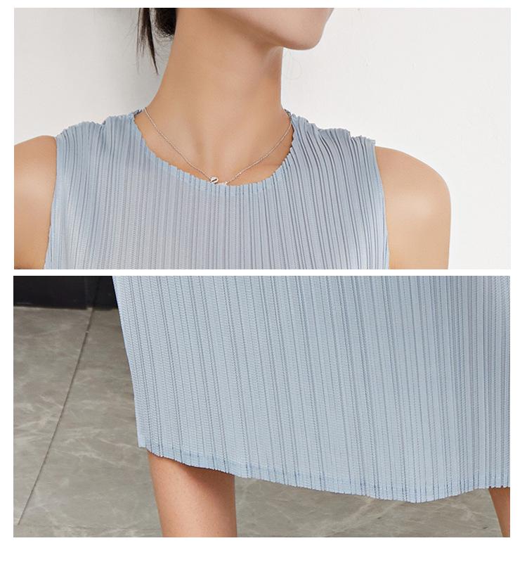 Dámské jednobarevné letní maxi šaty Miyake bez rukávů, plisované, slim-fit