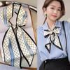 Silk Scarf: Long, Narrow, High-End Print for Spring and Summer - Versatile as Shirt Ribbon, Belt, or Hair Tie.