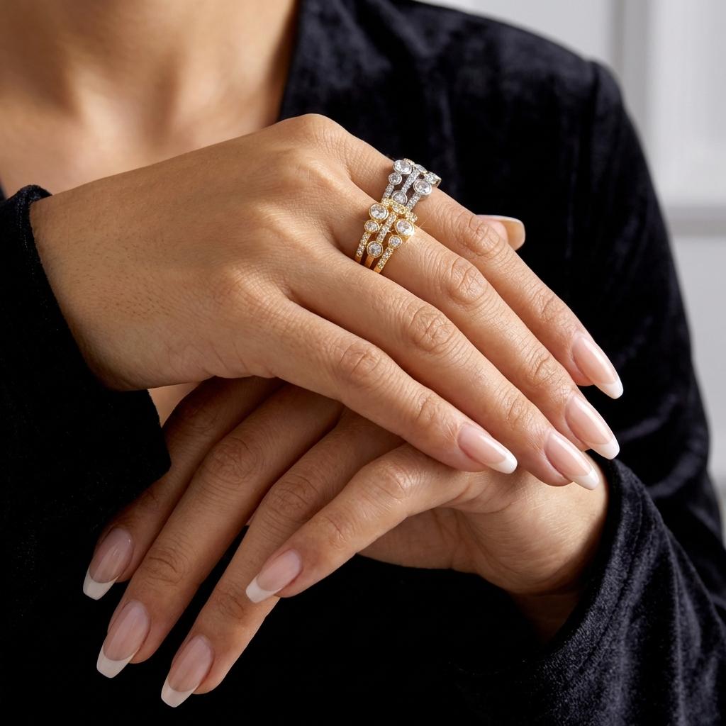 Geometric Multi Strand Bubble Ring for Women Brass Zircon Layered Pave Band Round Dot Statement Fashion Jewelry
