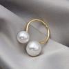 1pc Ins Style Minimalist Adjustable Open Ring with Faux Pearl, for Women