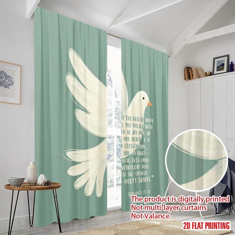 2pcs 2D flat printing Scene Curtains God Hope Spirit Peace Polyester Without Electricity Festive Holiday for Holiday Decor